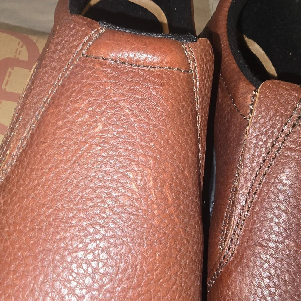 Roper Sport Slip On 9.5 EE Mens Bay Brown Leather Wide Performance Shoes